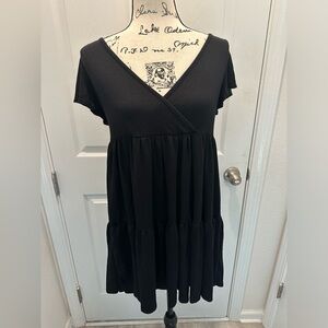 See You Monday Black V-Neck Dress